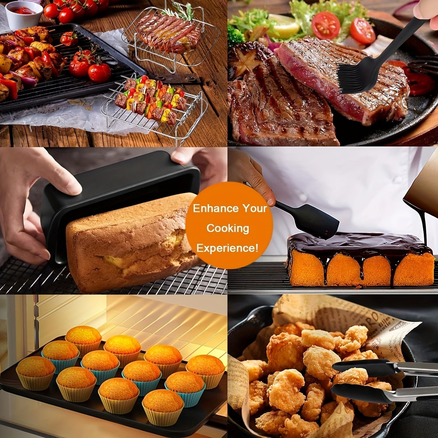 10-Piece Air Fryer Accessory Kit - Black Food-Safe Set-Air Fryer Accessories-DECOROLALA