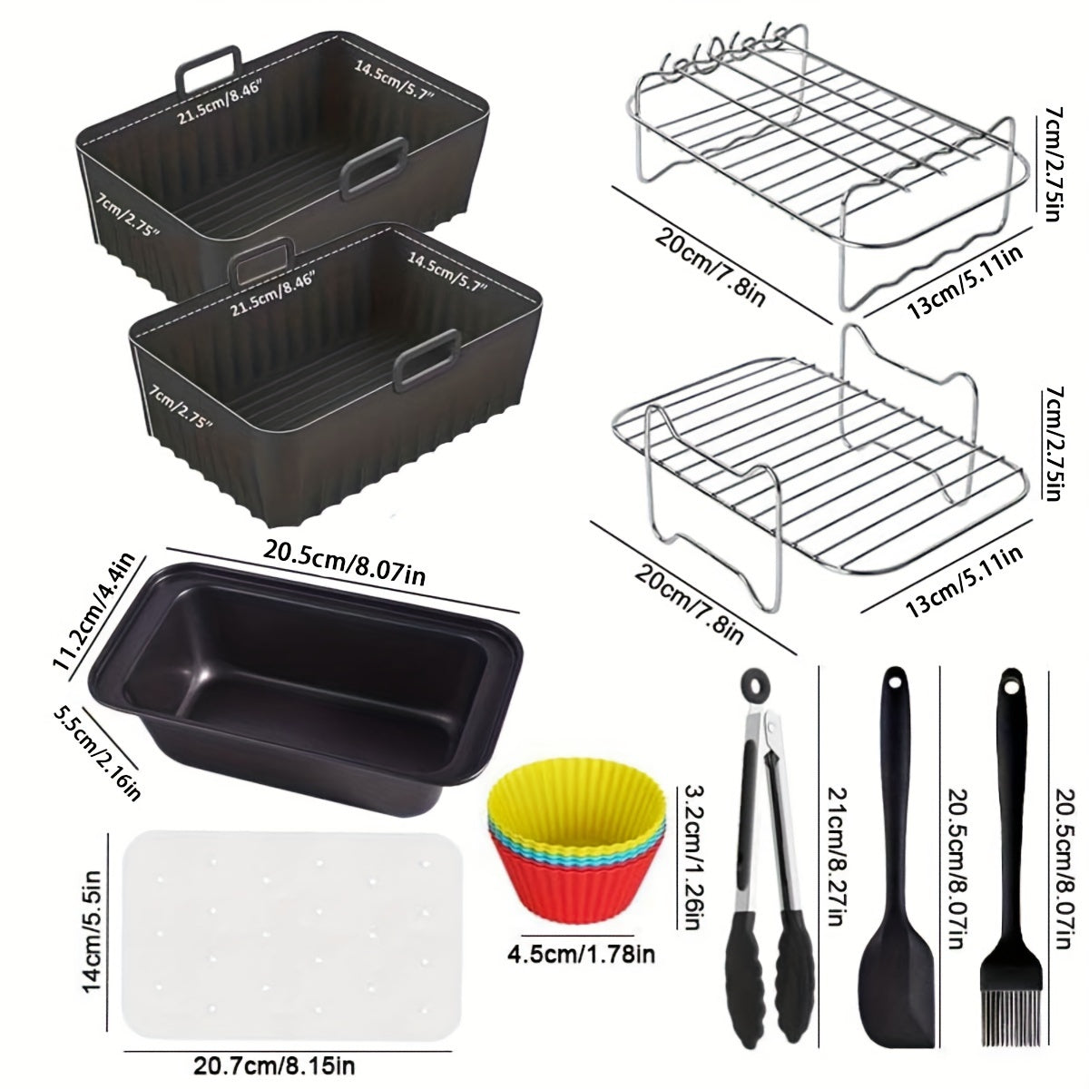 10-Piece Air Fryer Accessory Kit - Black Food-Safe Set-Air Fryer Accessories-DECOROLALA