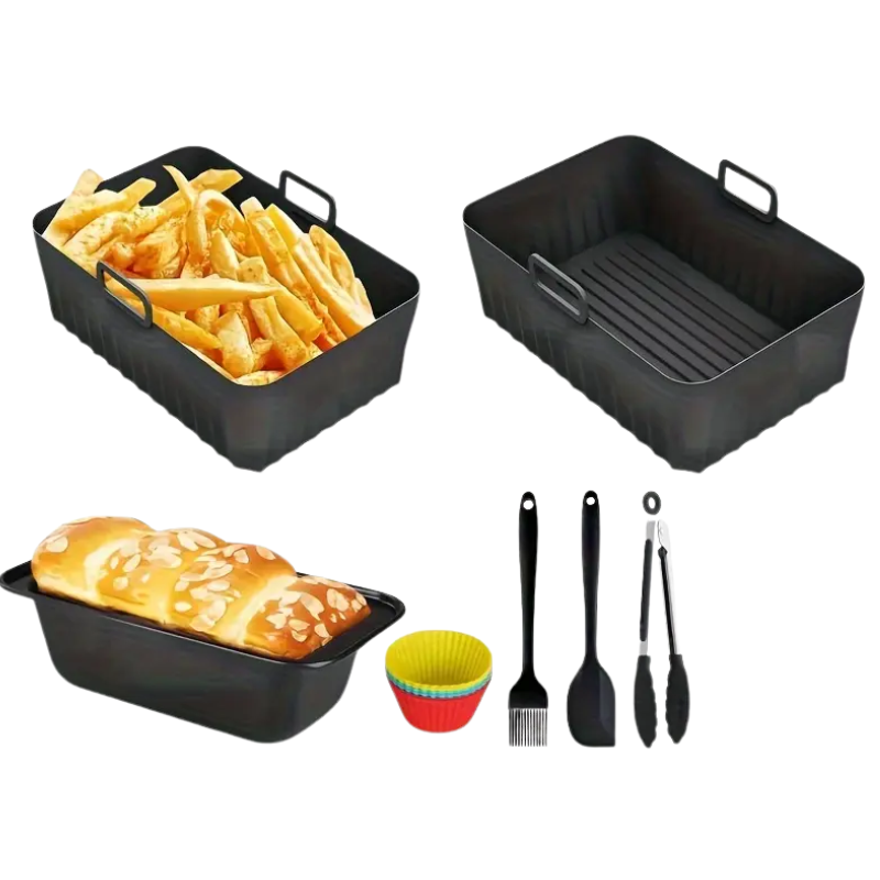 10-Piece Air Fryer Accessory Kit - Black Food-Safe Set-Air Fryer Accessories-DECOROLALA