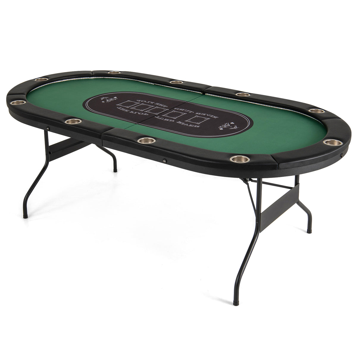 10-Player Foldable Poker Table with LED Lights and USB Ports-Game Room Products-DECOROLALA