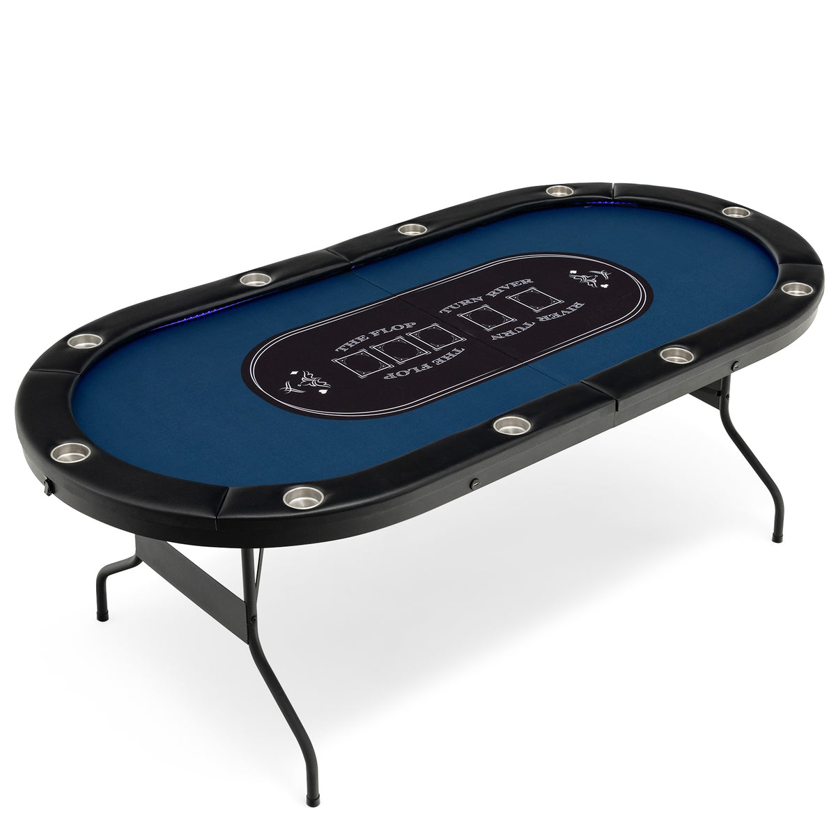 10-Player Foldable Poker Table with LED Lights and USB Ports-Game Room Products-DECOROLALA