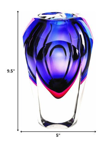 10" Purple Cylinder Crystal Glass Table Vase-Vases-DECOROLALA