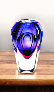 10" Purple Cylinder Crystal Glass Table Vase-Vases-DECOROLALA