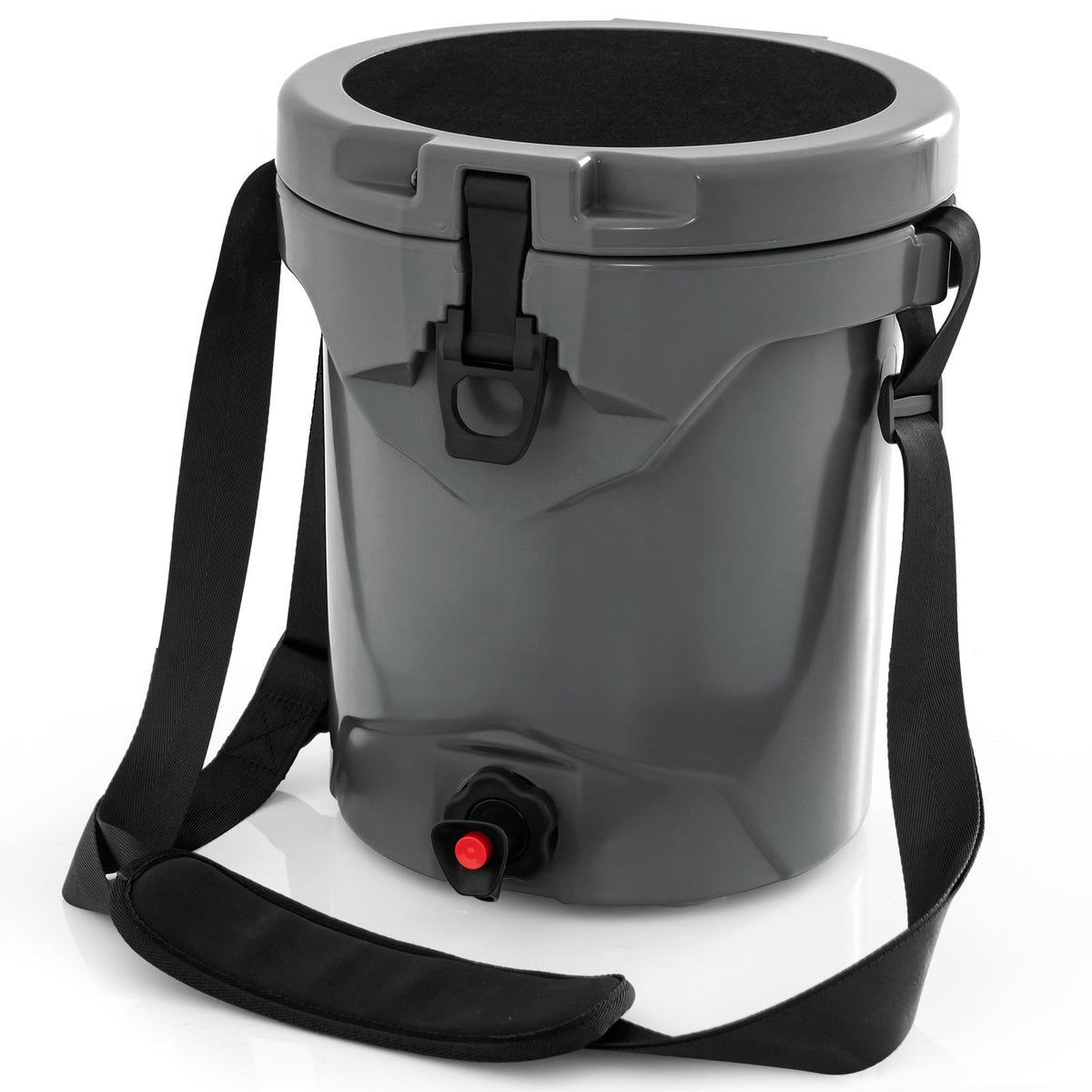 10 QT Drink Cooler Insulated Ice Chest with Spigot Flat Seat Lid and Adjustable Strap-Gray-Coolers-DECOROLALA