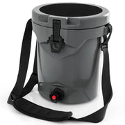 10 QT Drink Cooler Insulated Ice Chest with Spigot Flat Seat Lid and Adjustable Strap-Gray-Coolers-DECOROLALA