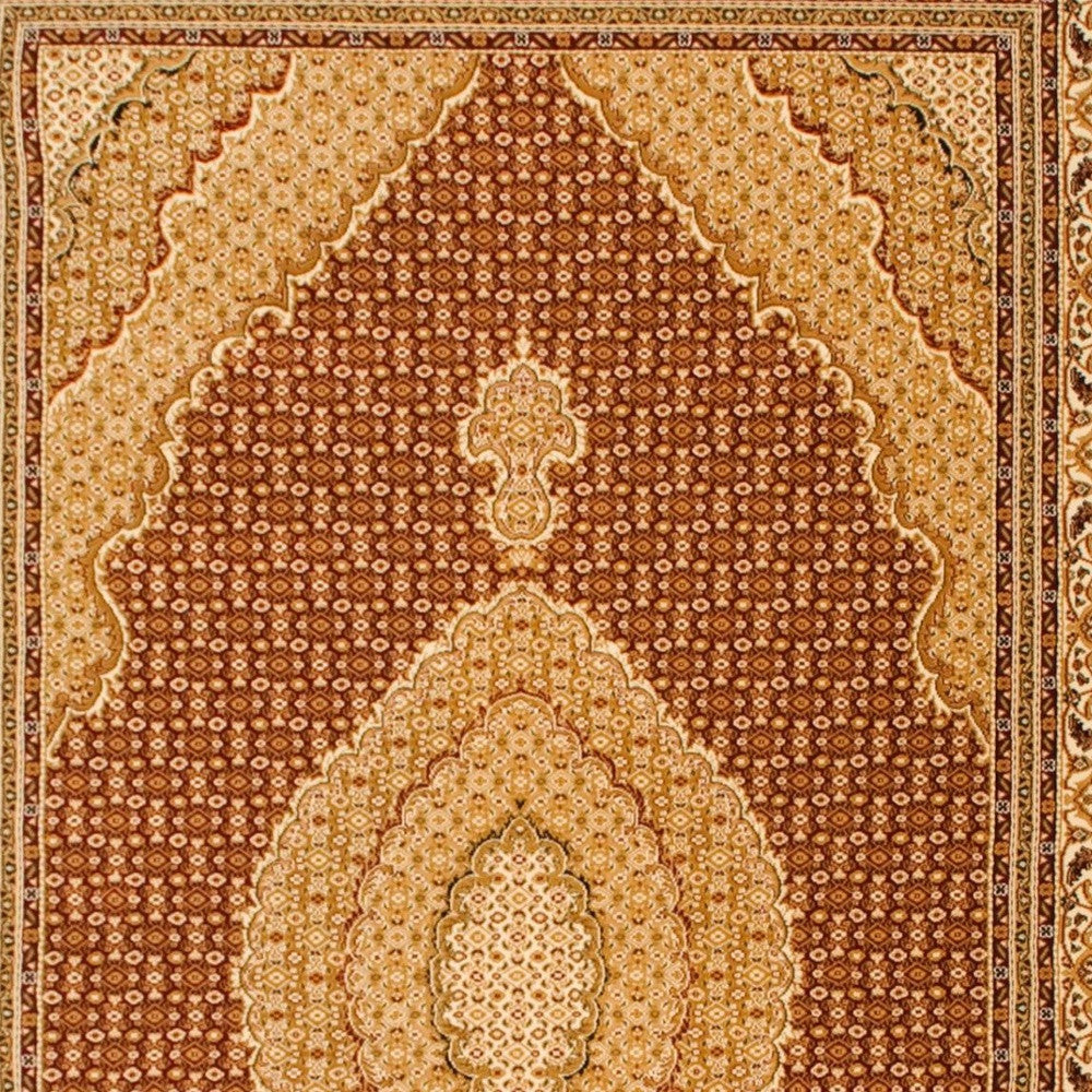 10' Red And Beige Oriental Runner Rug-Area Rugs-DECOROLALA