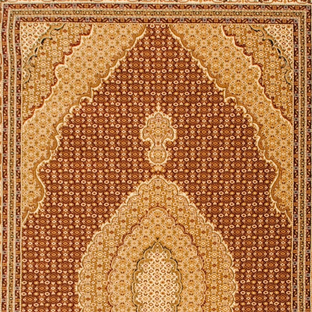 10' Red And Beige Oriental Runner Rug-Area Rugs-DECOROLALA