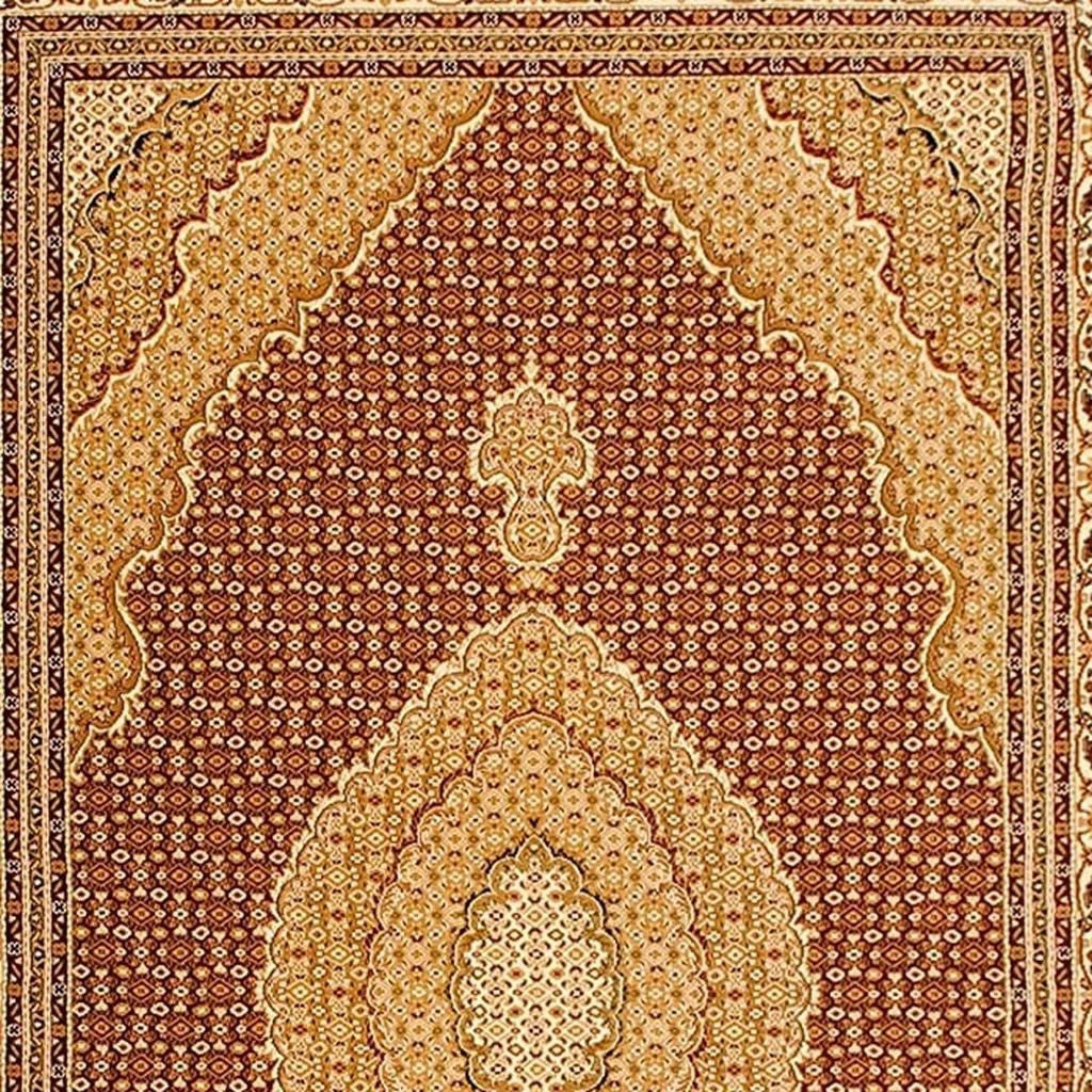 10' Red And Beige Oriental Runner Rug-Area Rugs-DECOROLALA