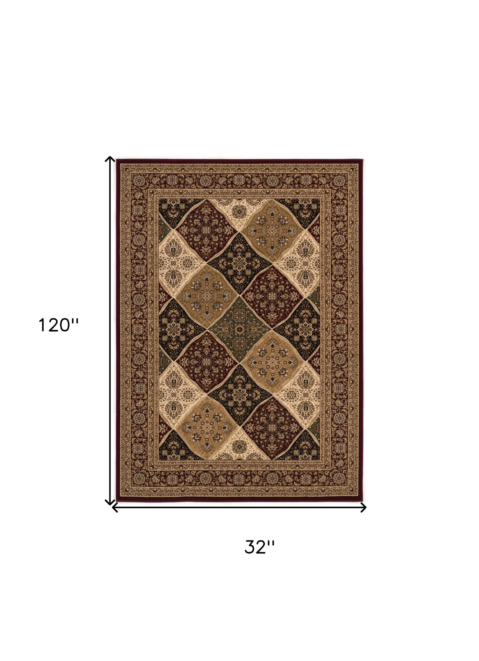10' Red And Beige Oriental Runner Rug-Area Rugs-DECOROLALA