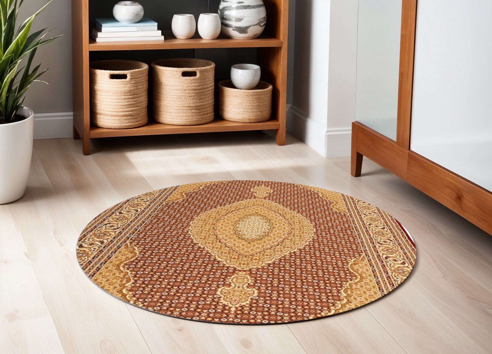 10' Red And Beige Oriental Runner Rug-Area Rugs-DECOROLALA