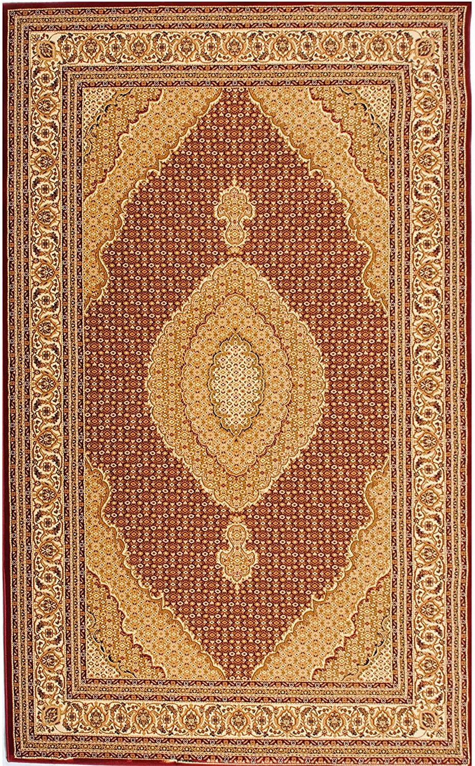 10' Red And Beige Oriental Runner Rug-Area Rugs-DECOROLALA