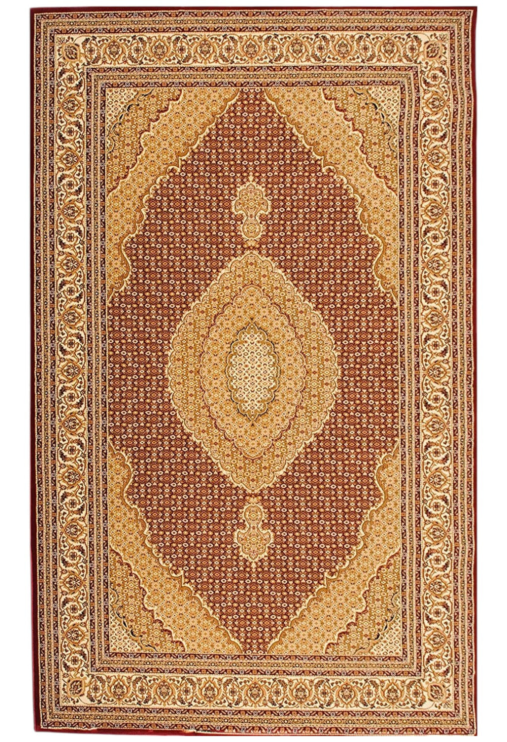 10' Red And Beige Oriental Runner Rug-Area Rugs-DECOROLALA