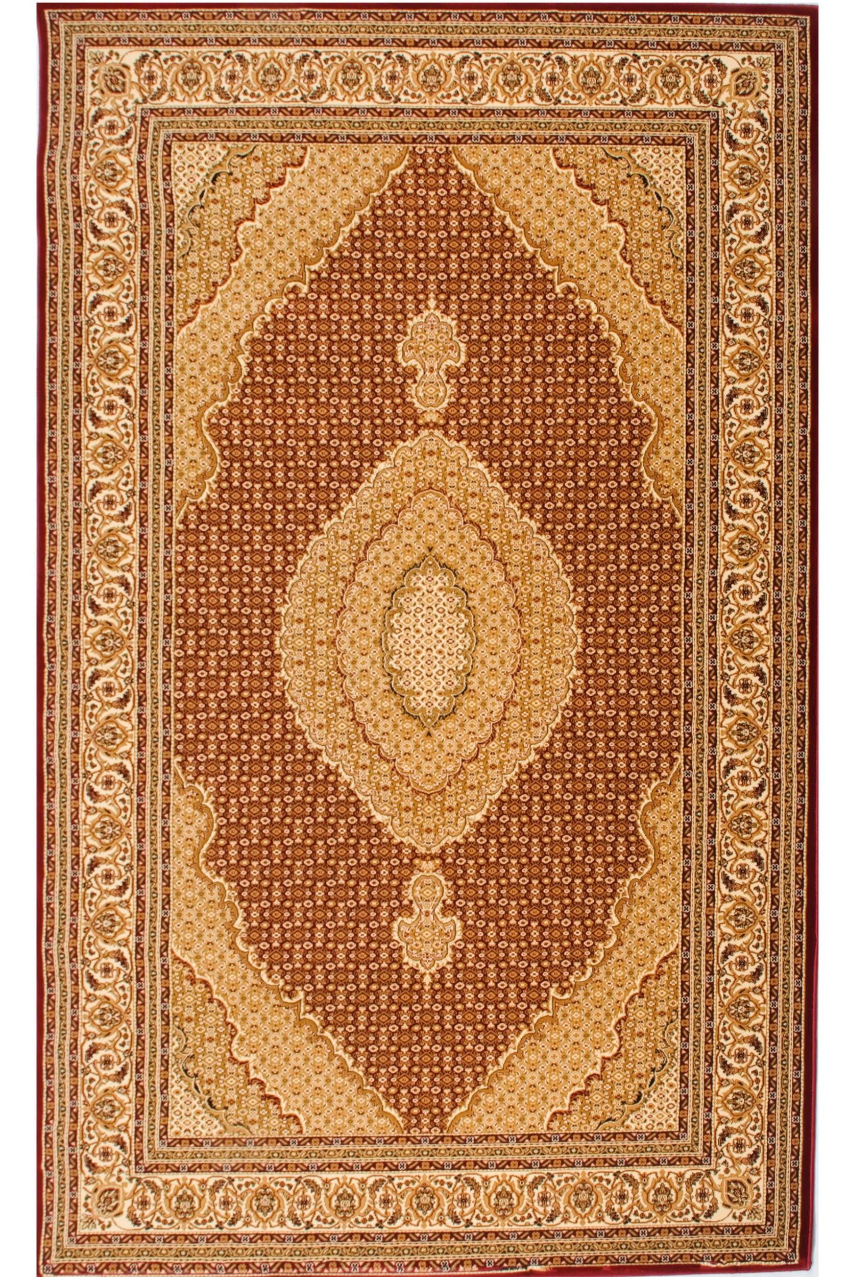 10' Red And Beige Oriental Runner Rug-Area Rugs-DECOROLALA