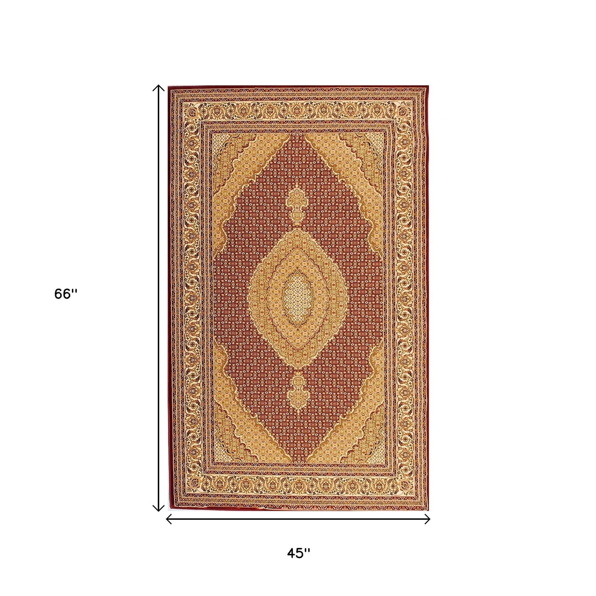 10' Red And Beige Oriental Runner Rug-Area Rugs-DECOROLALA