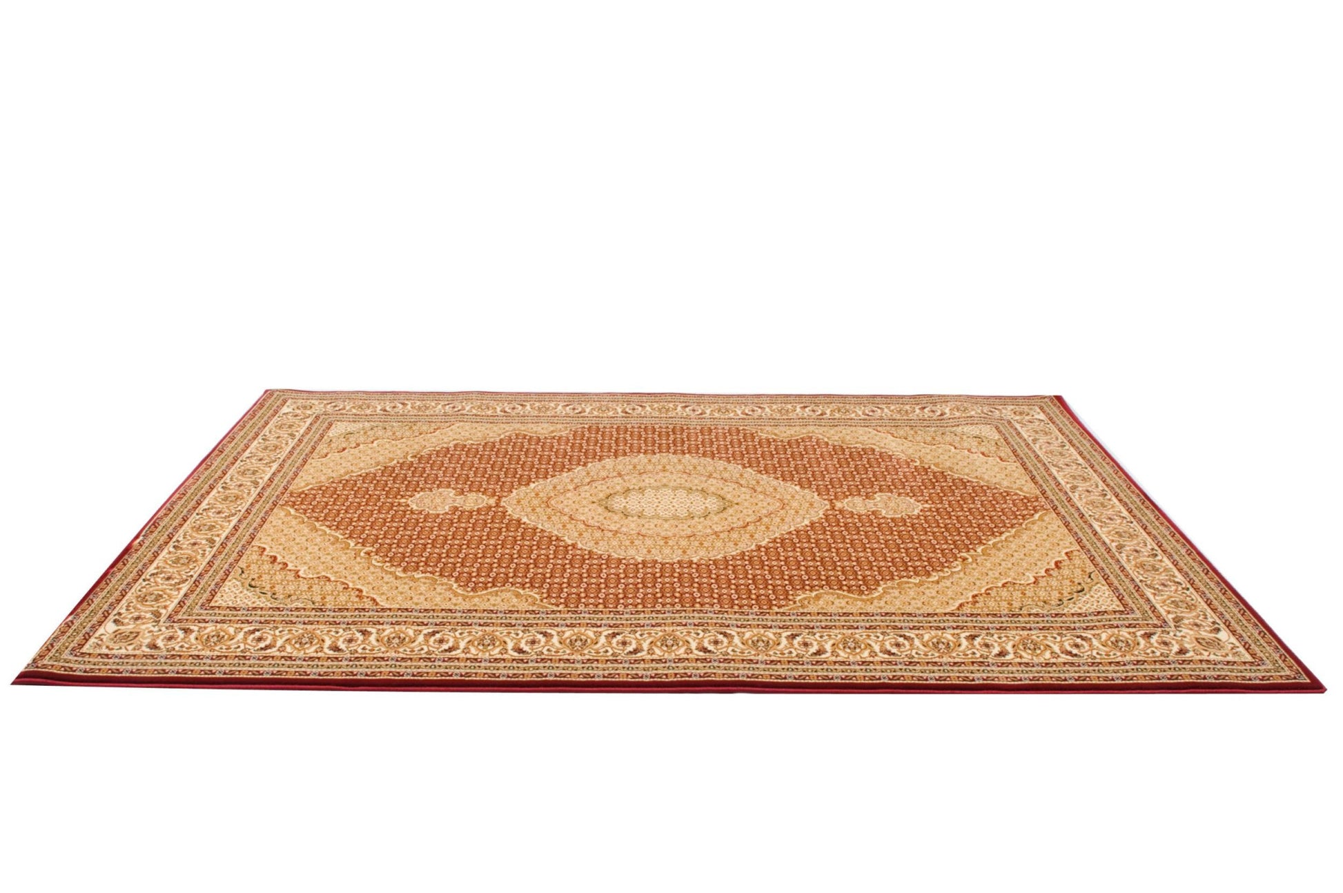 10' Red And Beige Oriental Runner Rug-Area Rugs-DECOROLALA