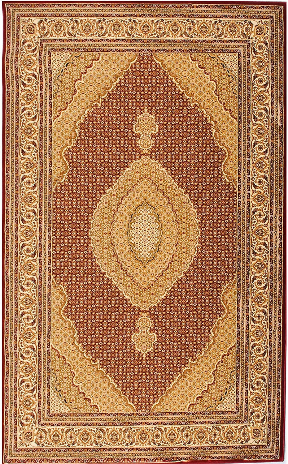 10' Red And Beige Oriental Runner Rug-Area Rugs-DECOROLALA