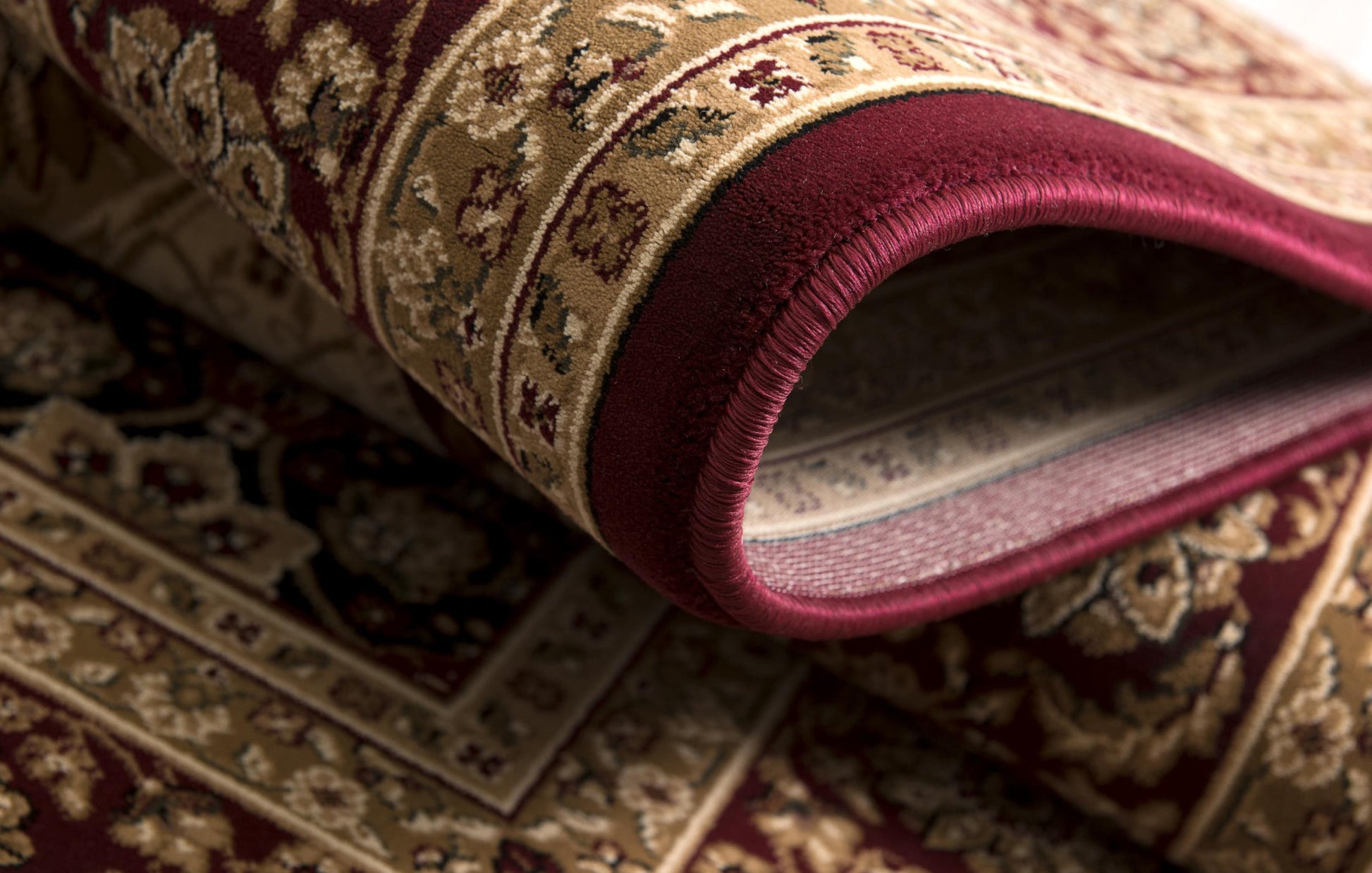 10' Red And Beige Oriental Runner Rug-Area Rugs-DECOROLALA