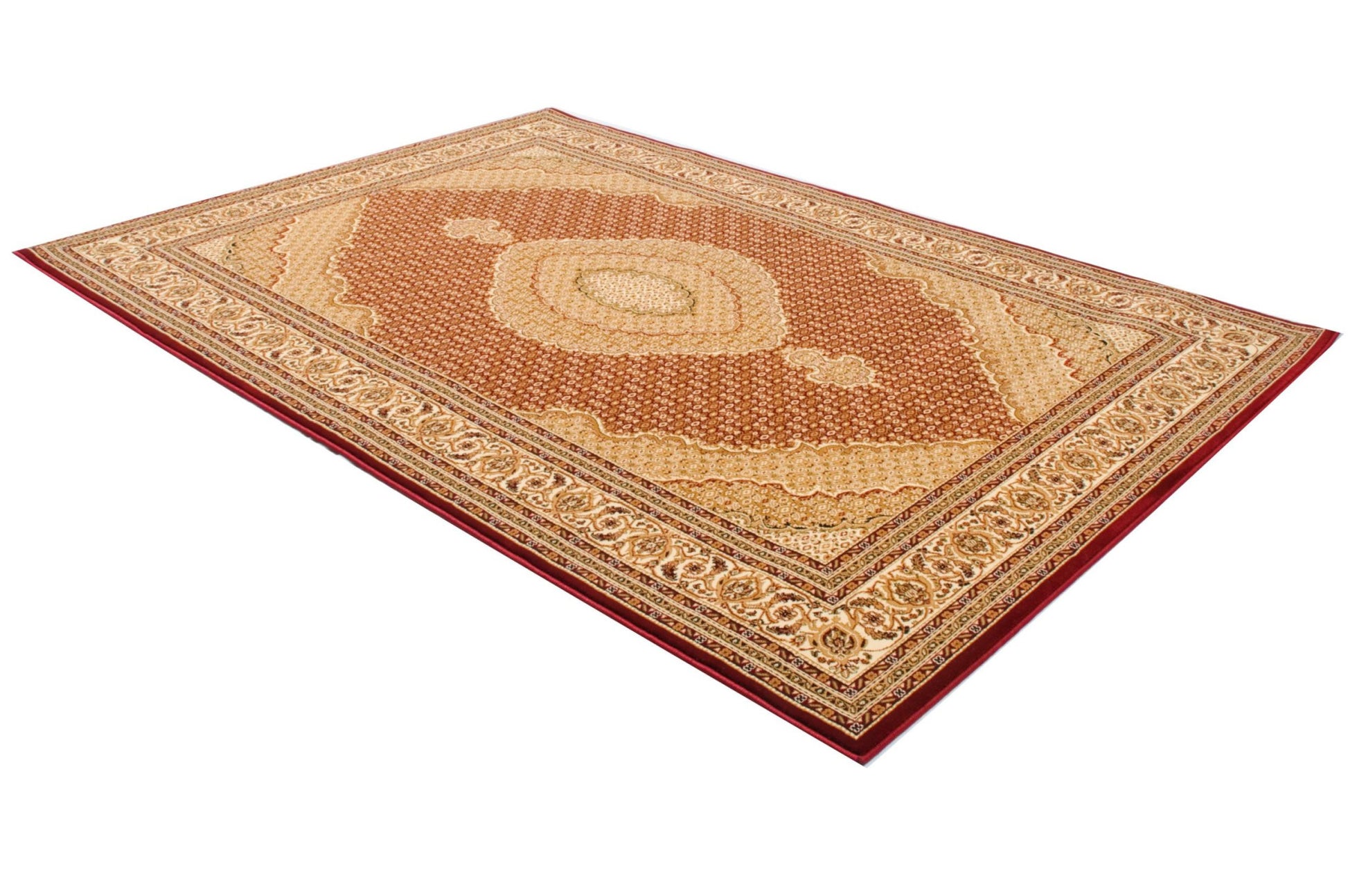10' Red And Beige Oriental Runner Rug-Area Rugs-DECOROLALA