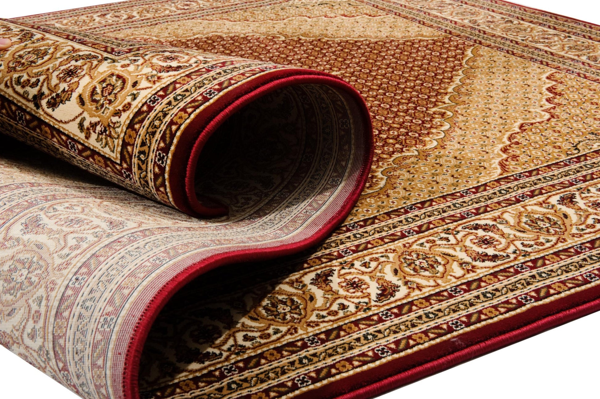 10' Red And Beige Oriental Runner Rug-Area Rugs-DECOROLALA