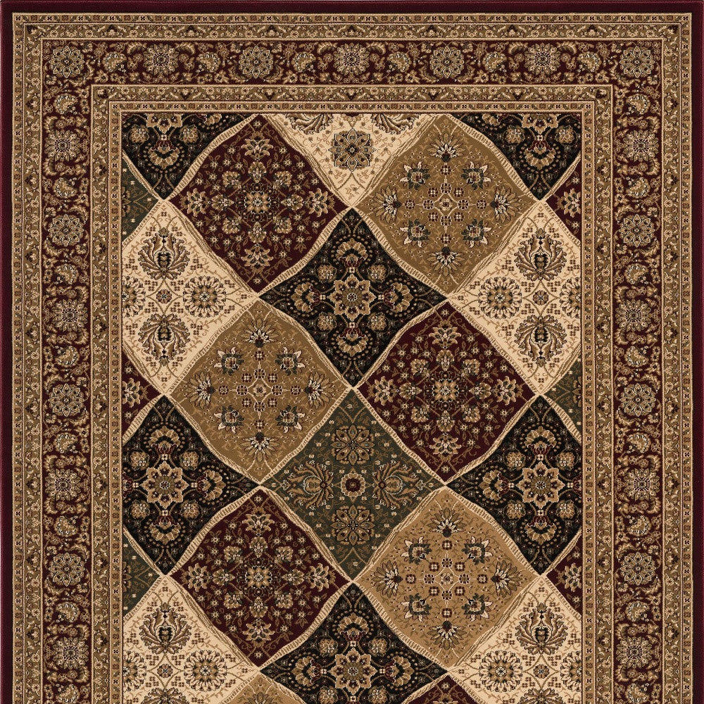 10' Red And Beige Oriental Runner Rug-Area Rugs-DECOROLALA