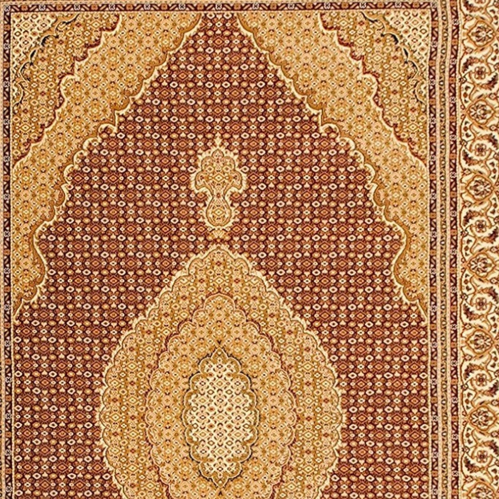 10' Red And Beige Oriental Runner Rug-Area Rugs-DECOROLALA