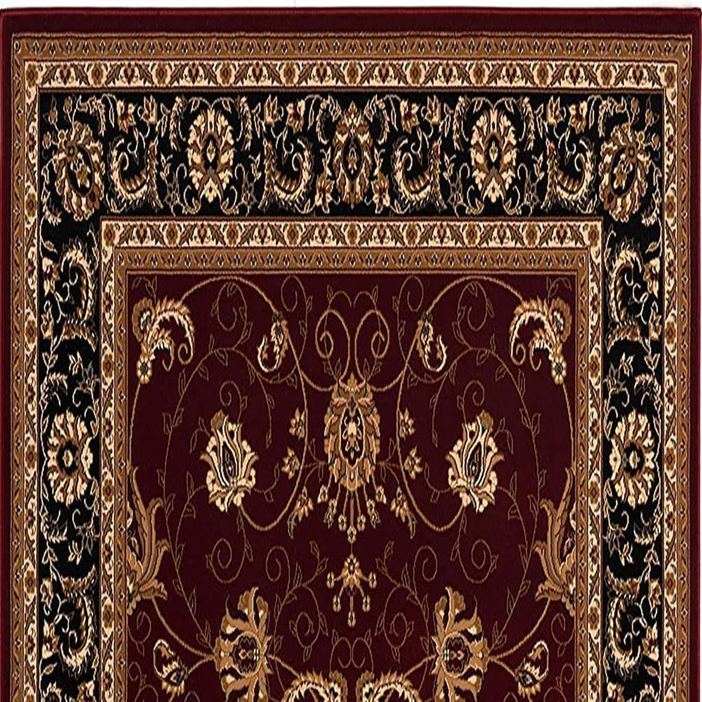 10' Red And Black Oriental Runner Rug-Area Rugs-DECOROLALA