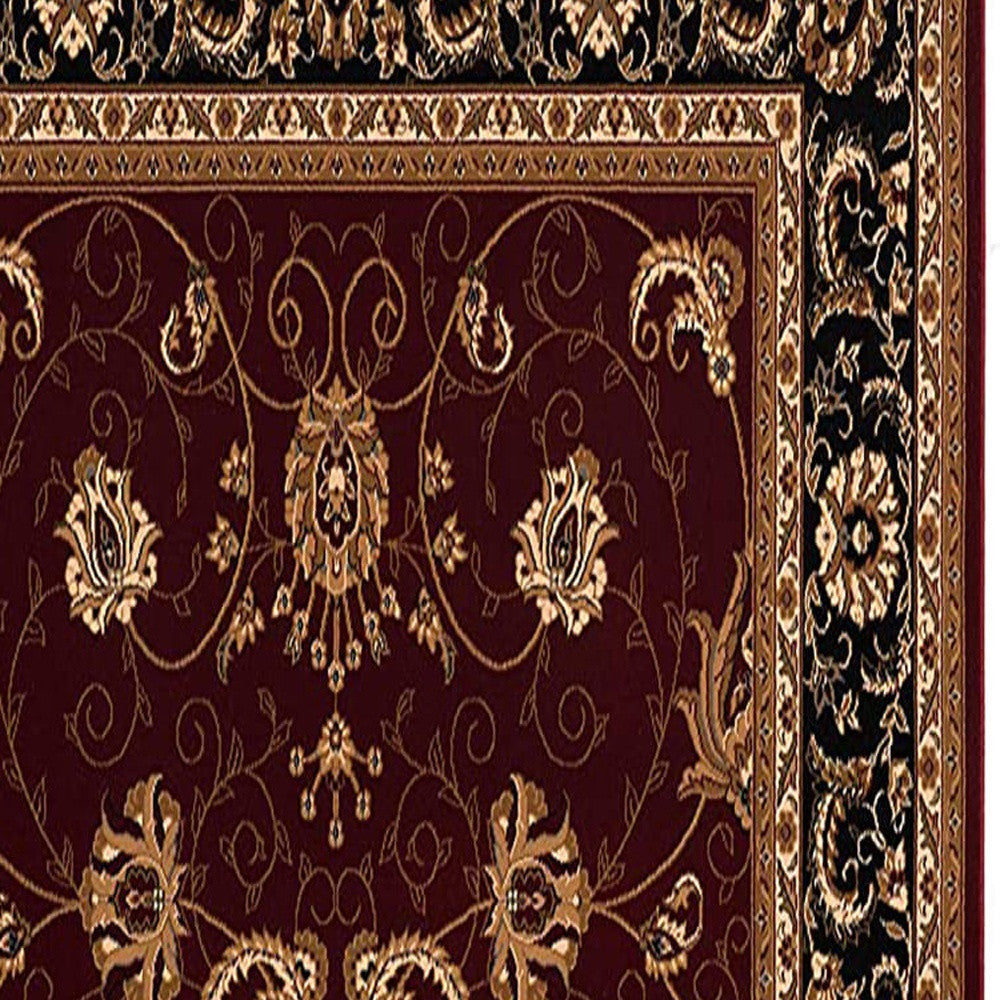 10' Red And Black Oriental Runner Rug-Area Rugs-DECOROLALA