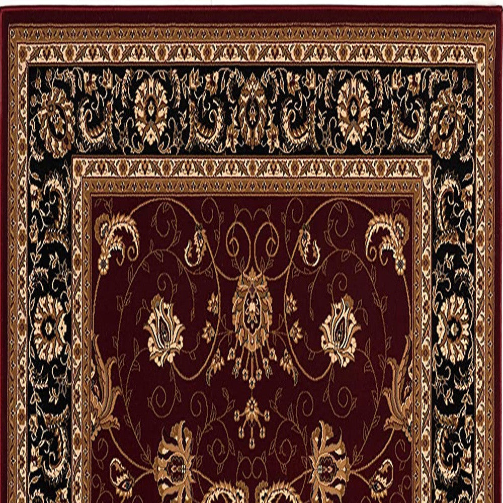 10' Red And Black Oriental Runner Rug-Area Rugs-DECOROLALA