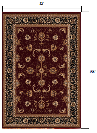 10' Red And Black Oriental Runner Rug-Area Rugs-DECOROLALA