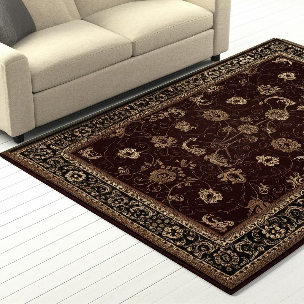 10' Red And Black Oriental Runner Rug-Area Rugs-DECOROLALA