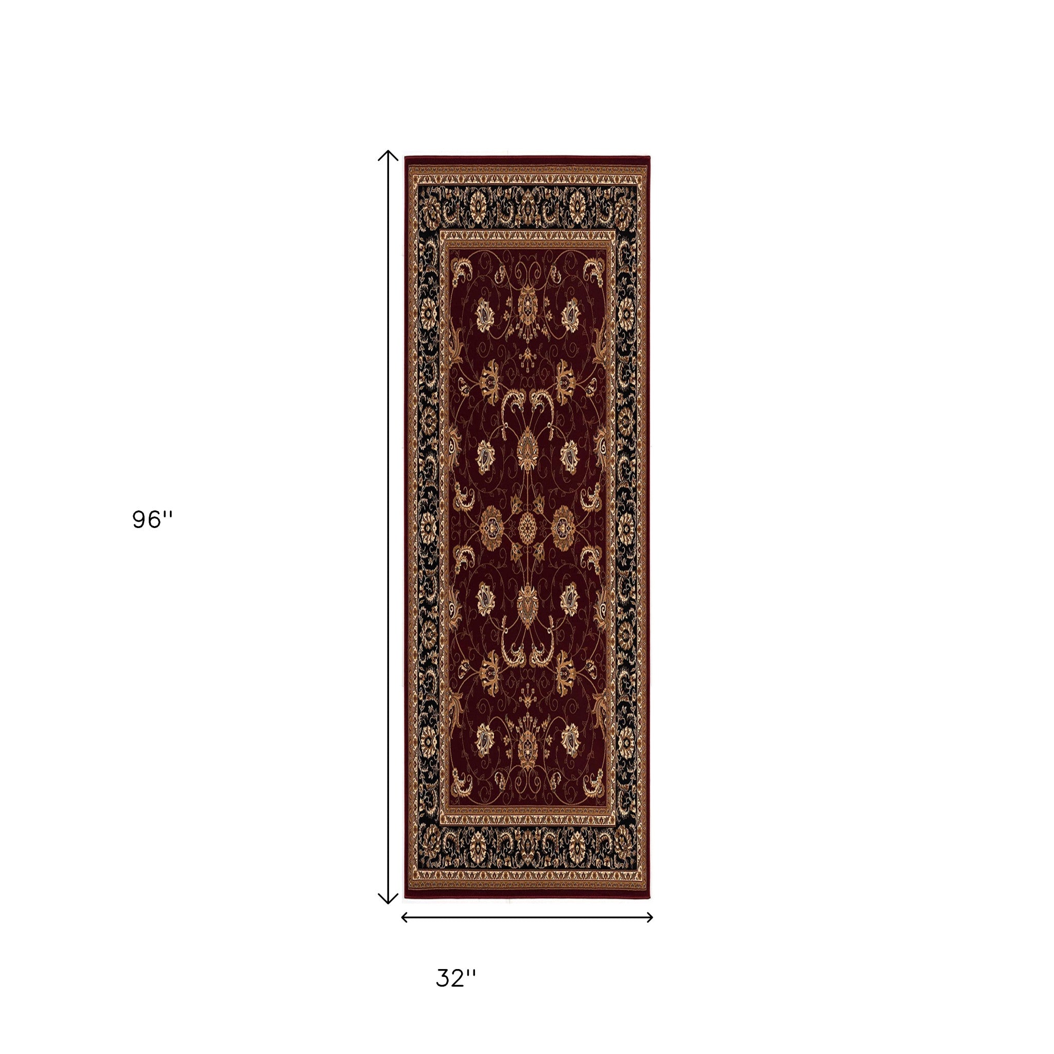 10' Red And Black Oriental Runner Rug-Area Rugs-DECOROLALA