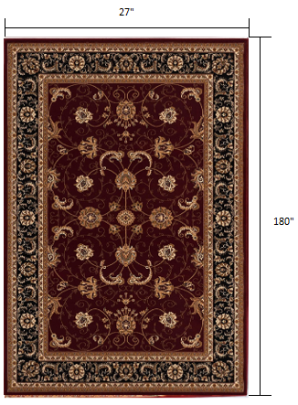 10' Red And Black Oriental Runner Rug-Area Rugs-DECOROLALA