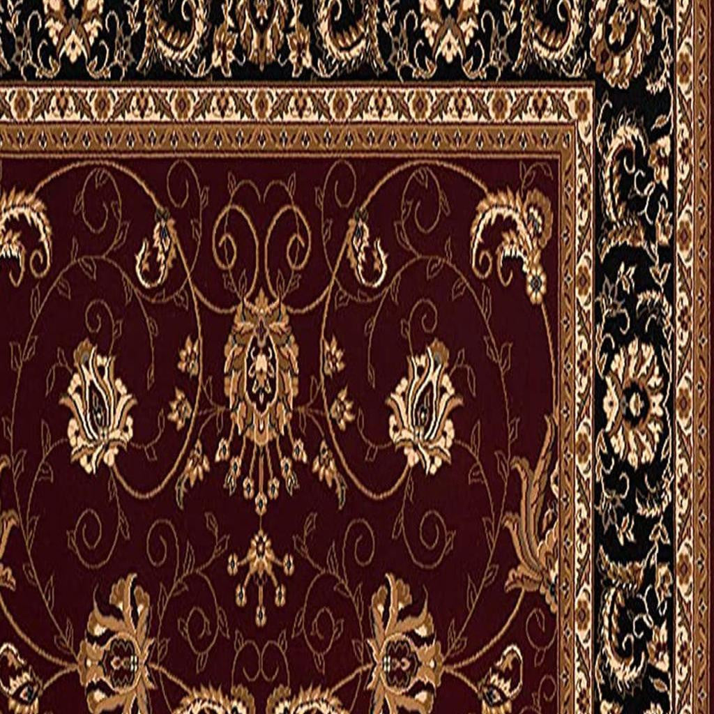 10' Red And Black Oriental Runner Rug-Area Rugs-DECOROLALA