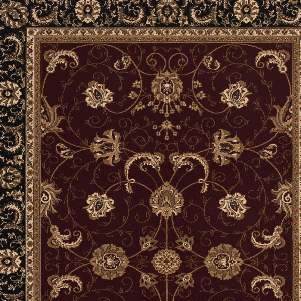 10' Red And Black Oriental Runner Rug-Area Rugs-DECOROLALA