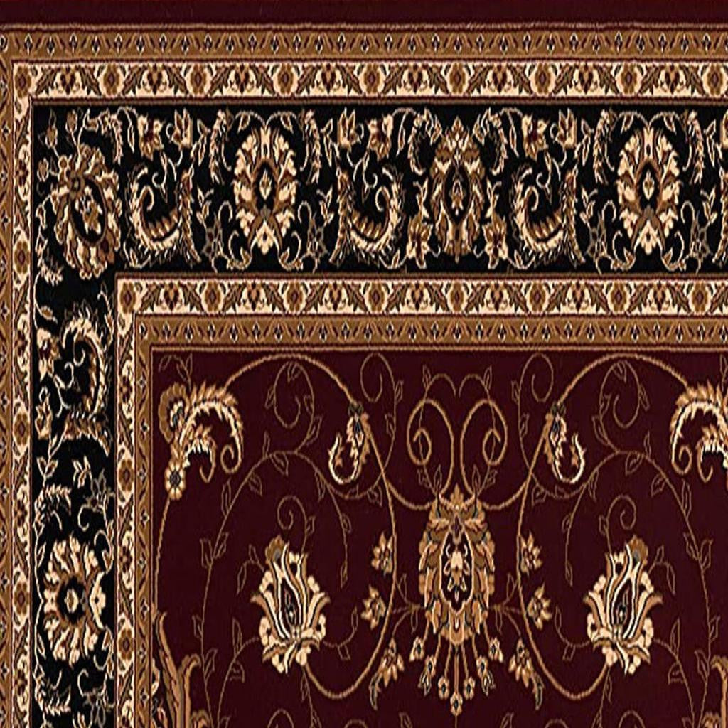 10' Red And Black Oriental Runner Rug-Area Rugs-DECOROLALA