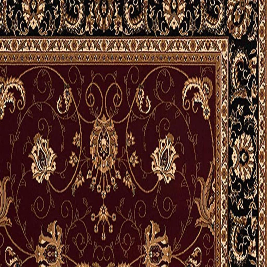 10' Red And Black Oriental Runner Rug-Area Rugs-DECOROLALA