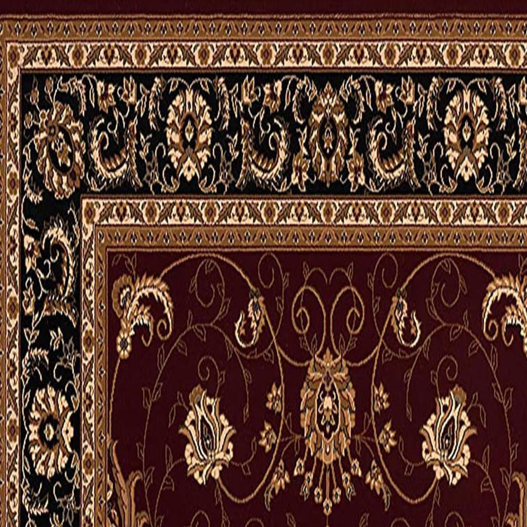 10' Red And Black Oriental Runner Rug-Area Rugs-DECOROLALA