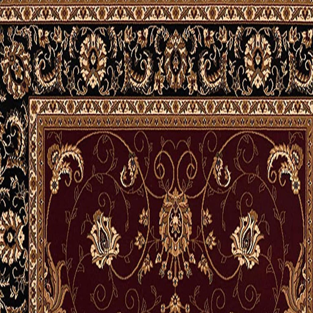 10' Red And Black Oriental Runner Rug-Area Rugs-DECOROLALA