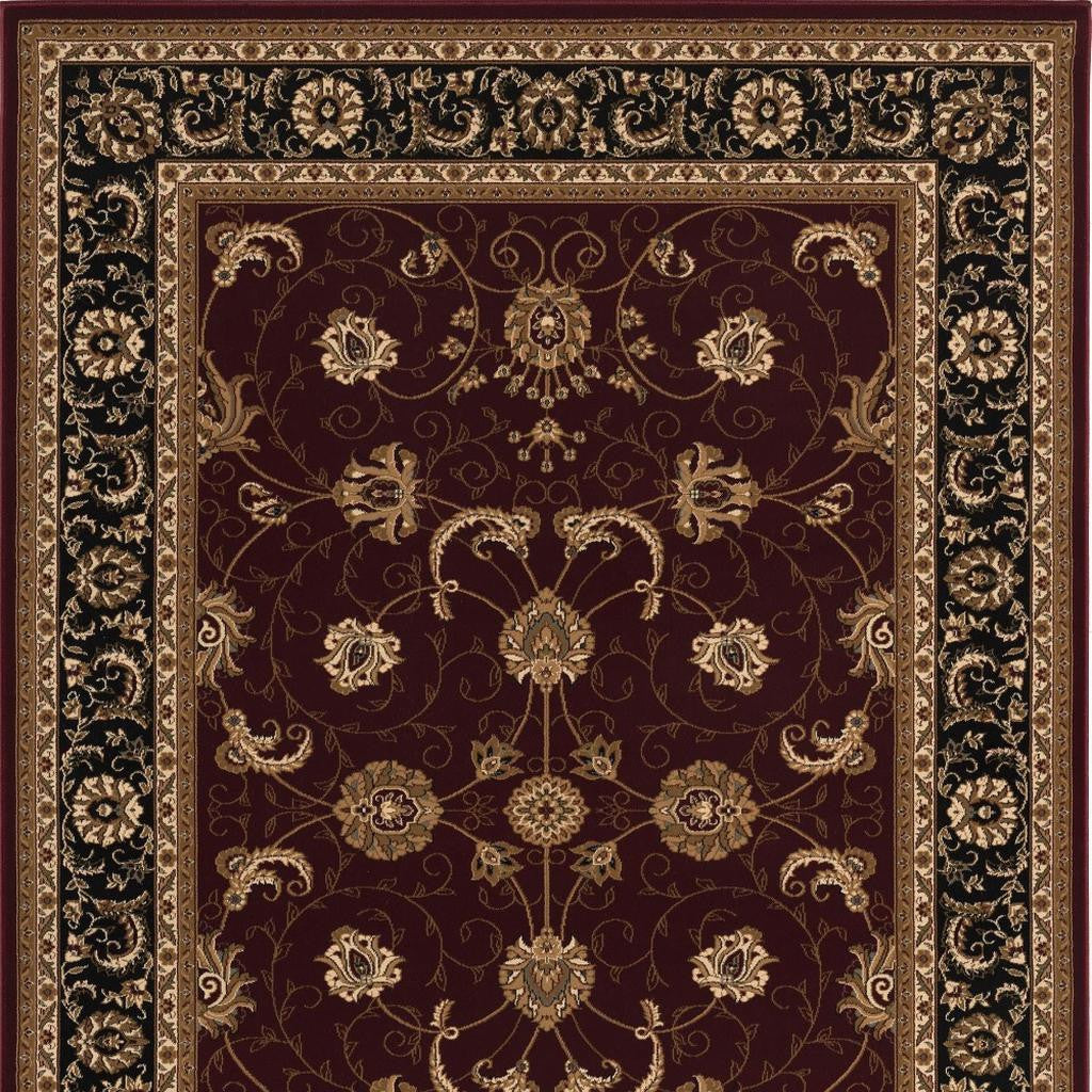 10' Red And Black Oriental Runner Rug-Area Rugs-DECOROLALA