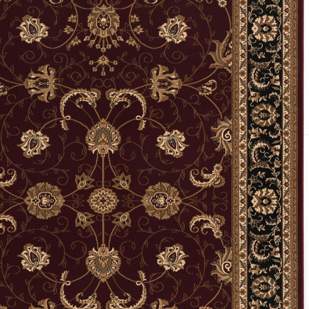 10' Red And Black Oriental Runner Rug-Area Rugs-DECOROLALA