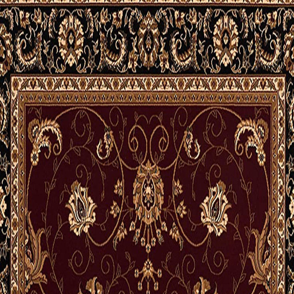 10' Red And Black Oriental Runner Rug-Area Rugs-DECOROLALA