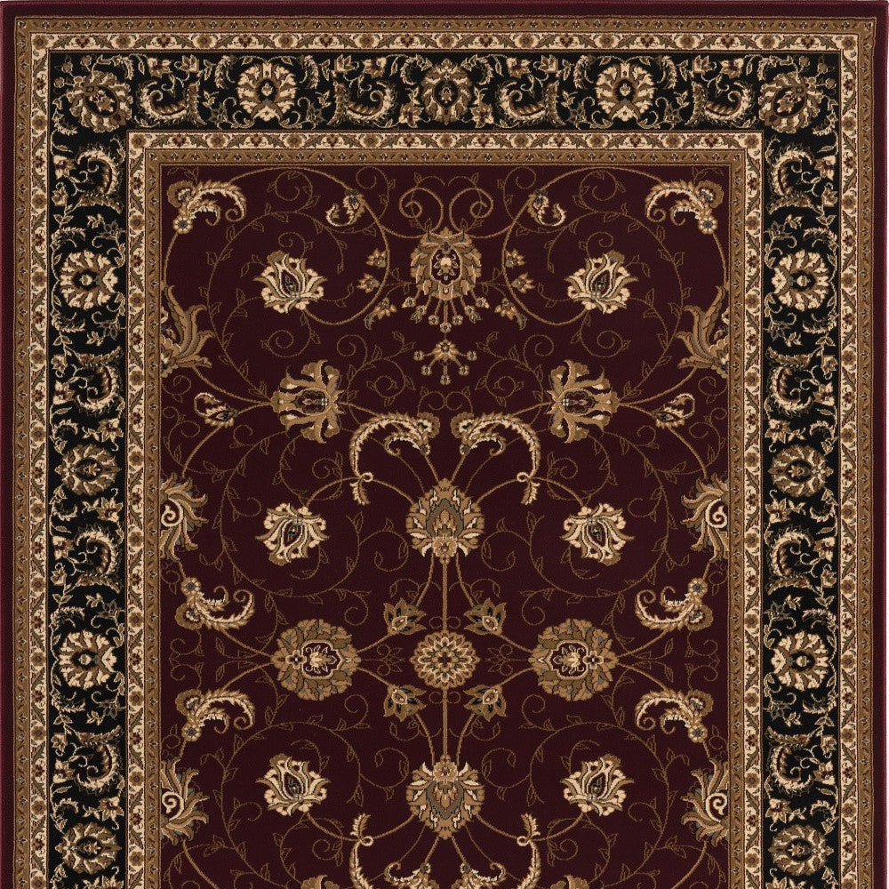 10' Red And Black Oriental Runner Rug-Area Rugs-DECOROLALA