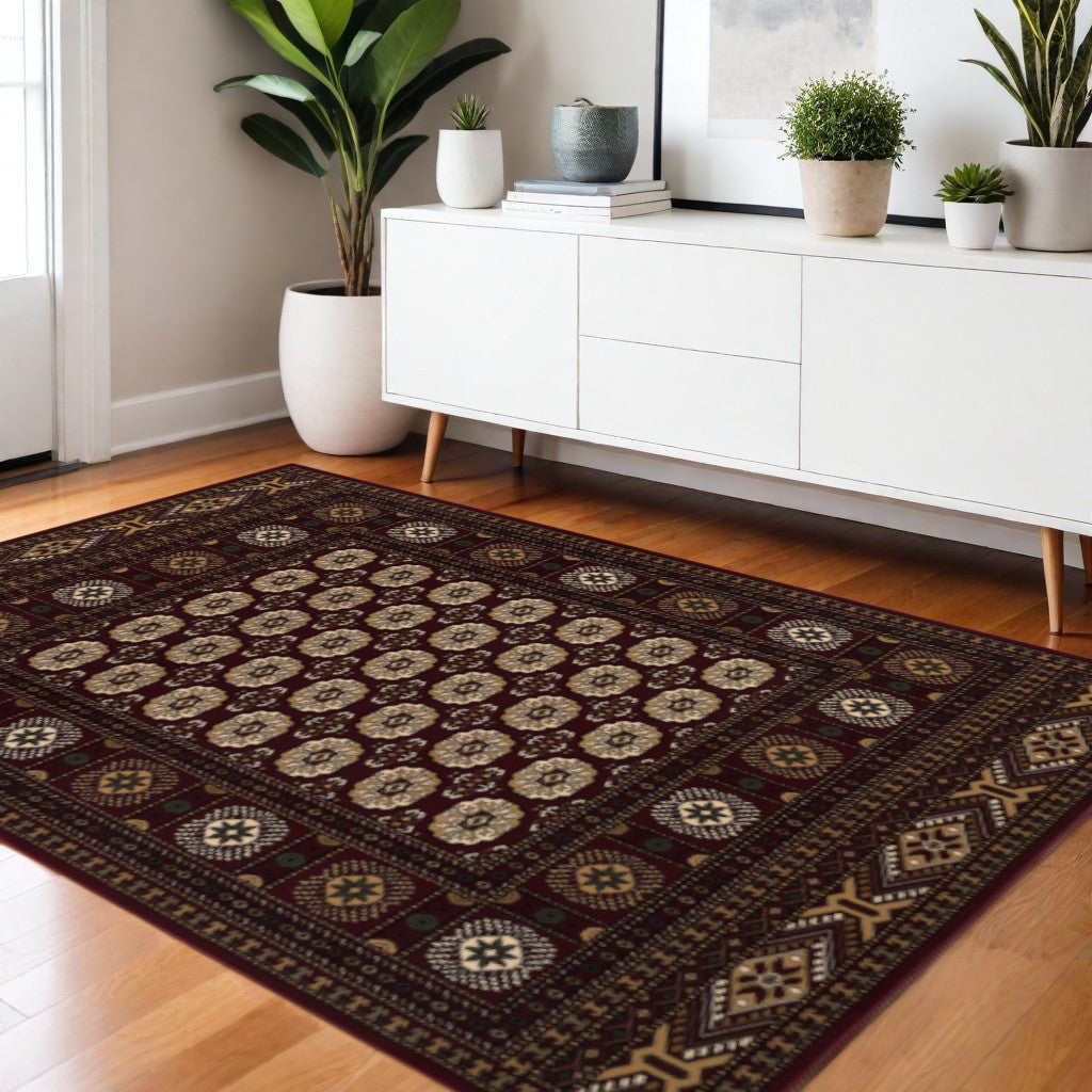 10' Red And Ivory Floral Medallion Runner Rug-Area Rugs-DECOROLALA