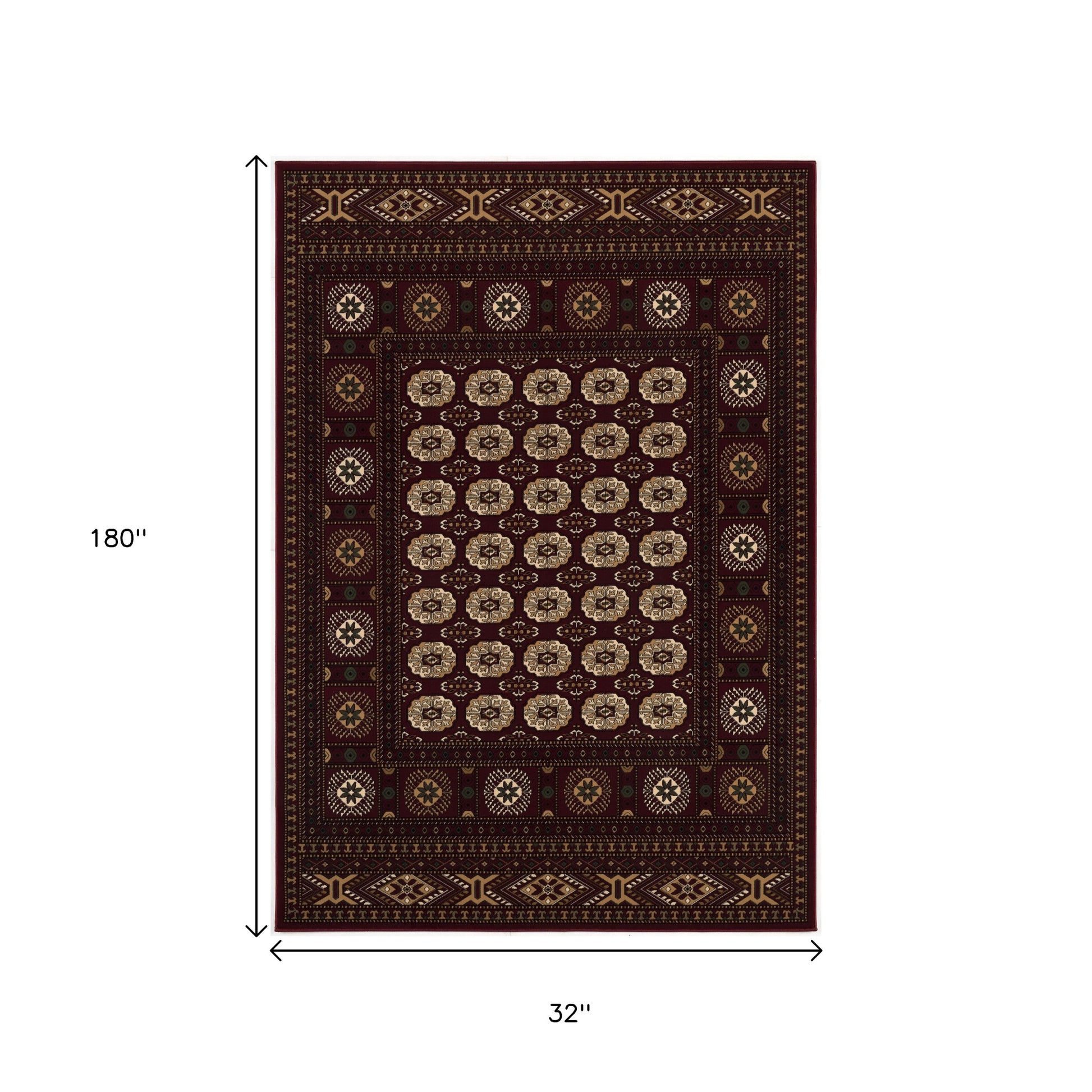 10' Red And Ivory Floral Medallion Runner Rug-Area Rugs-DECOROLALA