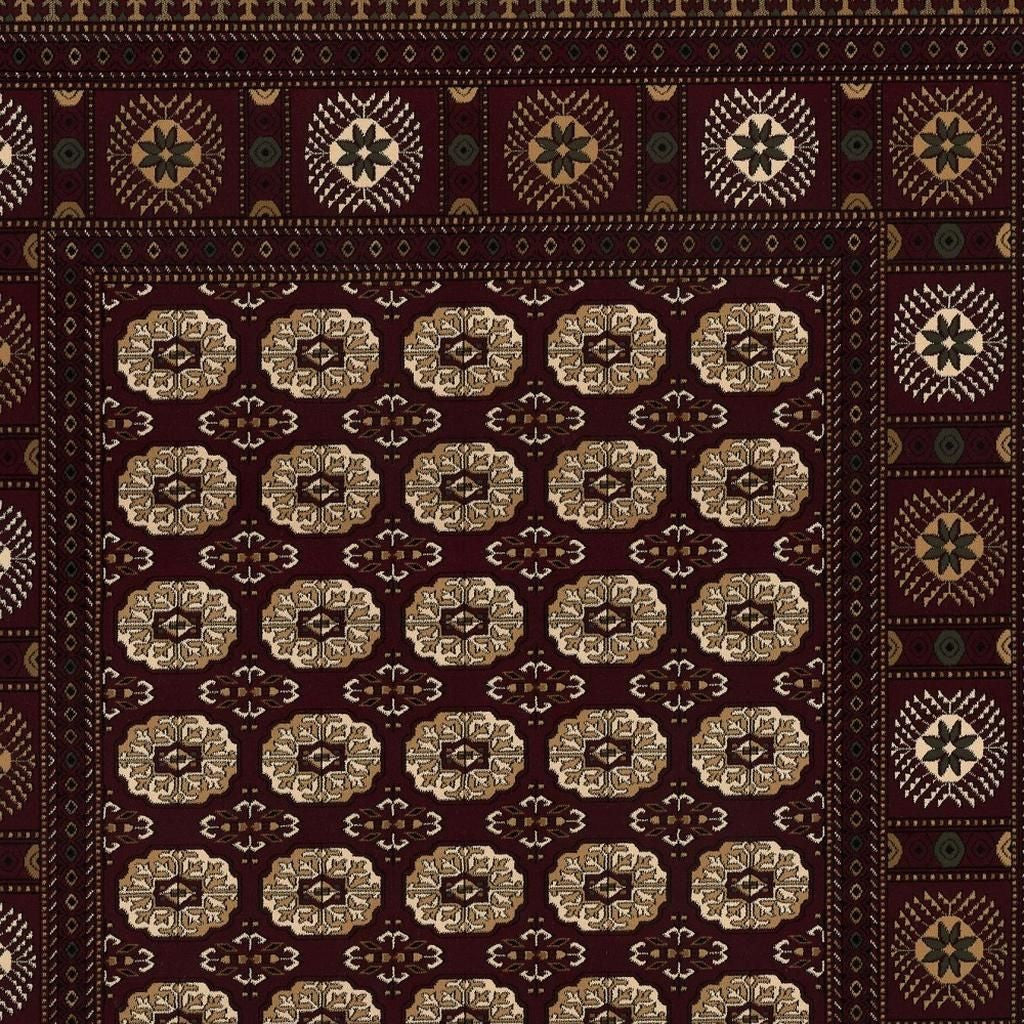 10' Red And Ivory Floral Medallion Runner Rug-Area Rugs-DECOROLALA