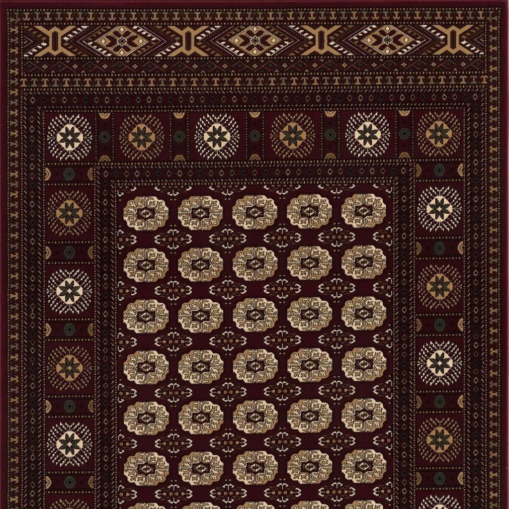 10' Red And Ivory Floral Medallion Runner Rug-Area Rugs-DECOROLALA