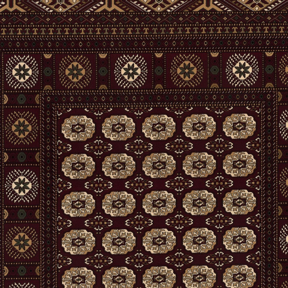 10' Red And Ivory Floral Medallion Runner Rug-Area Rugs-DECOROLALA