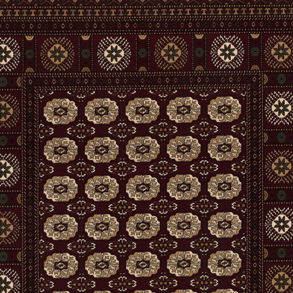 10' Red And Ivory Floral Medallion Runner Rug-Area Rugs-DECOROLALA