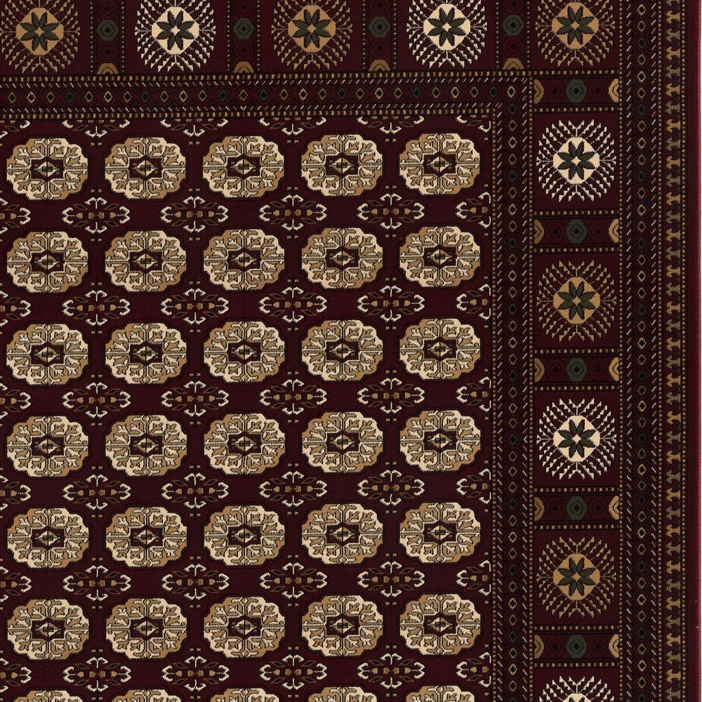 10' Red And Ivory Floral Medallion Runner Rug-Area Rugs-DECOROLALA