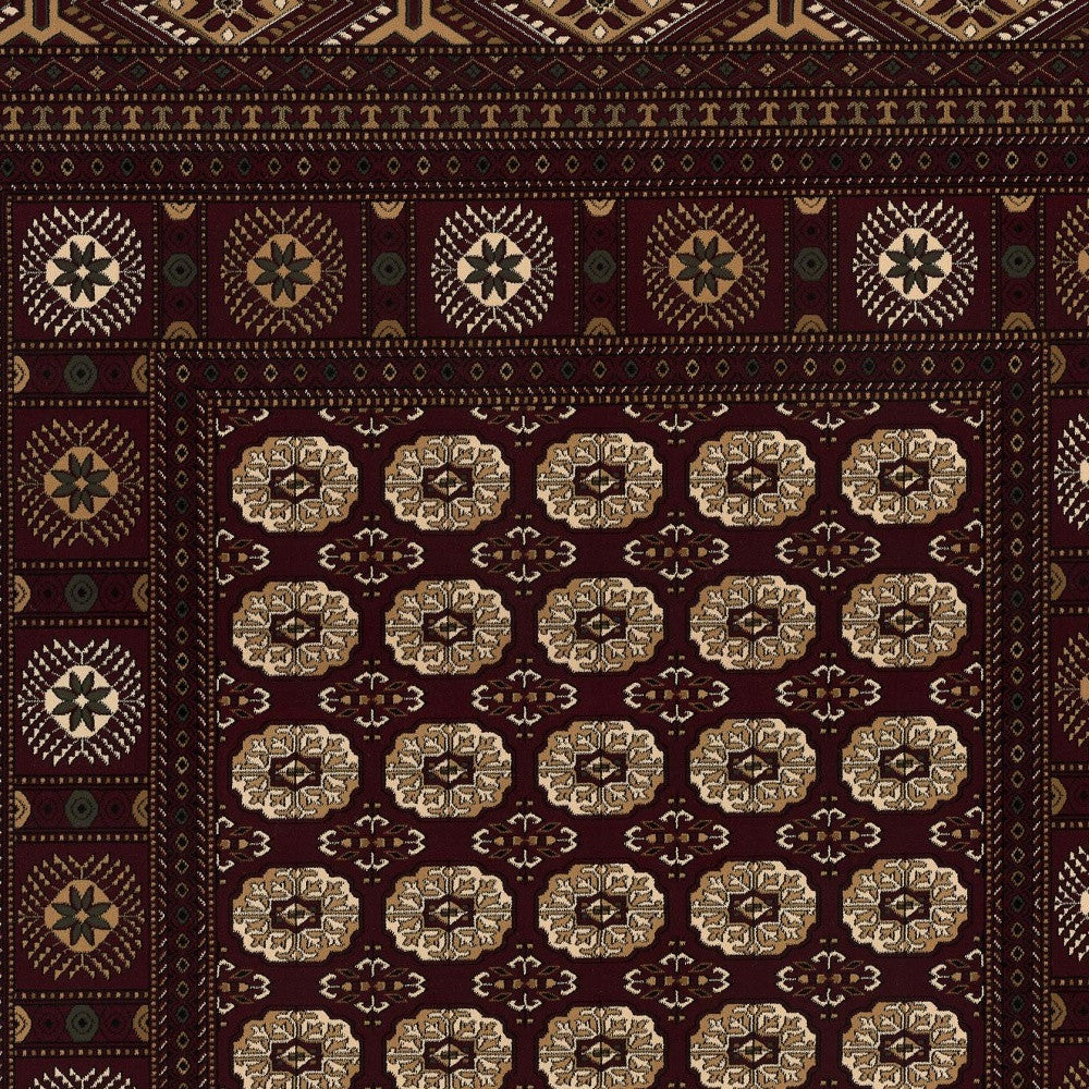 10' Red And Ivory Floral Medallion Runner Rug-Area Rugs-DECOROLALA